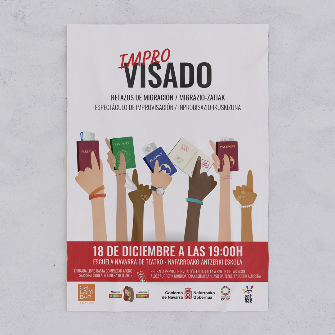 Cartel Ayuntamiento de Pamplona - Teatro Impro-Visado - Protocolo 66 - Diseño Grafico en Pamplona