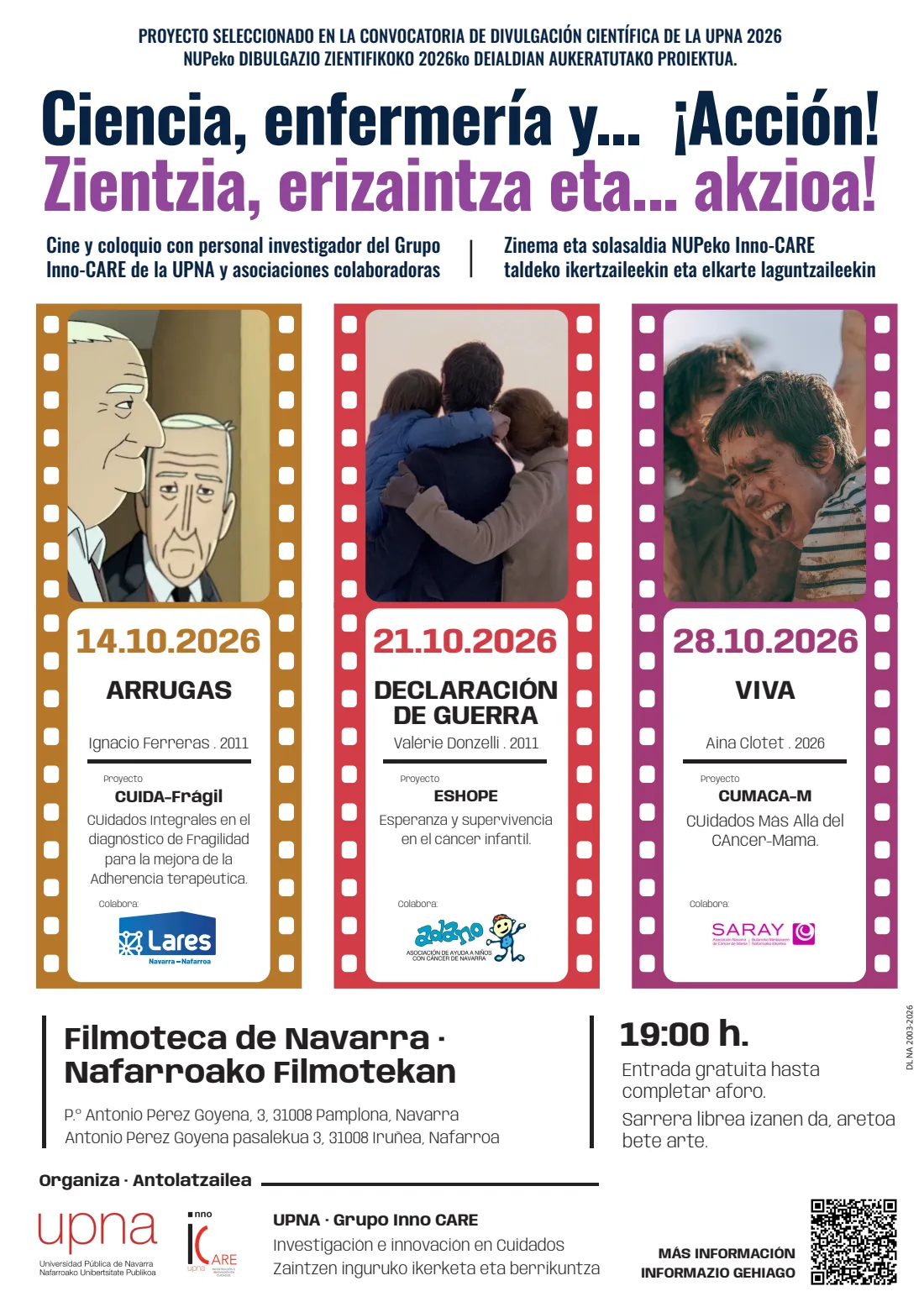 Cartel completo del ciclo Ciencia, enfermería y Acción de octubre de 2026