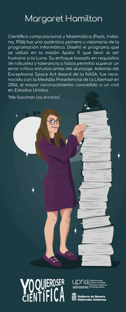 Ilustración de Margaret Hamilton realizada por Pablo Uría para la exposición de la UPNA