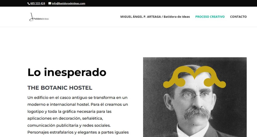 Captura de la web de Batidora de Ideas, diseñada y desarrollada por Protocolo 66